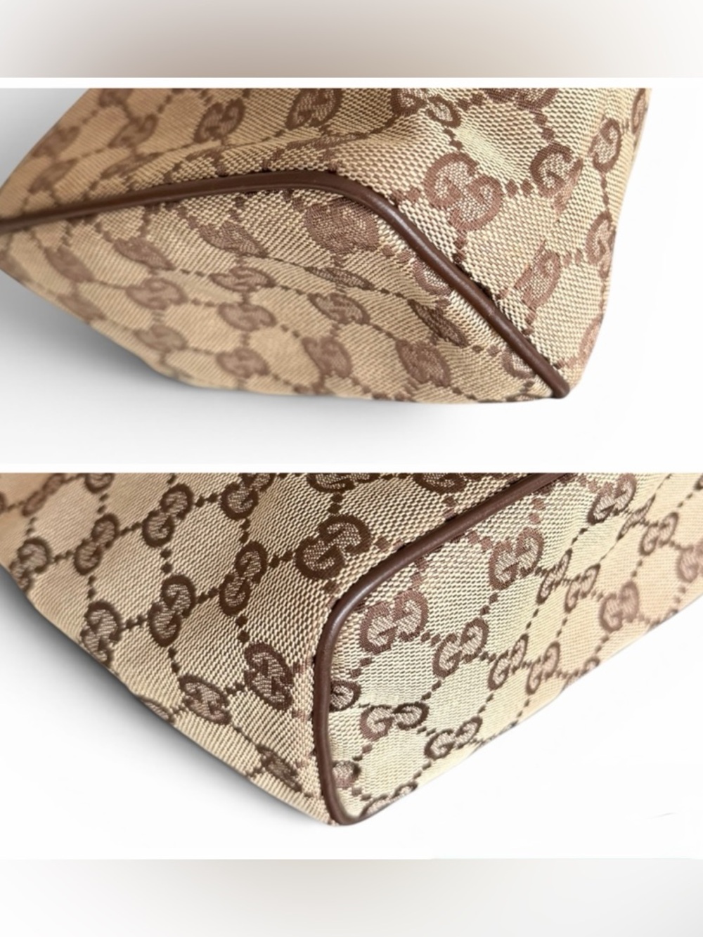 Vintage Gucci GG Canvas Pochette Mini Bag Vanity / Brown Leather - Picture 8 of 12